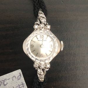 14k WHITE GOLD & DIAMOND Vintage WITTNAUER